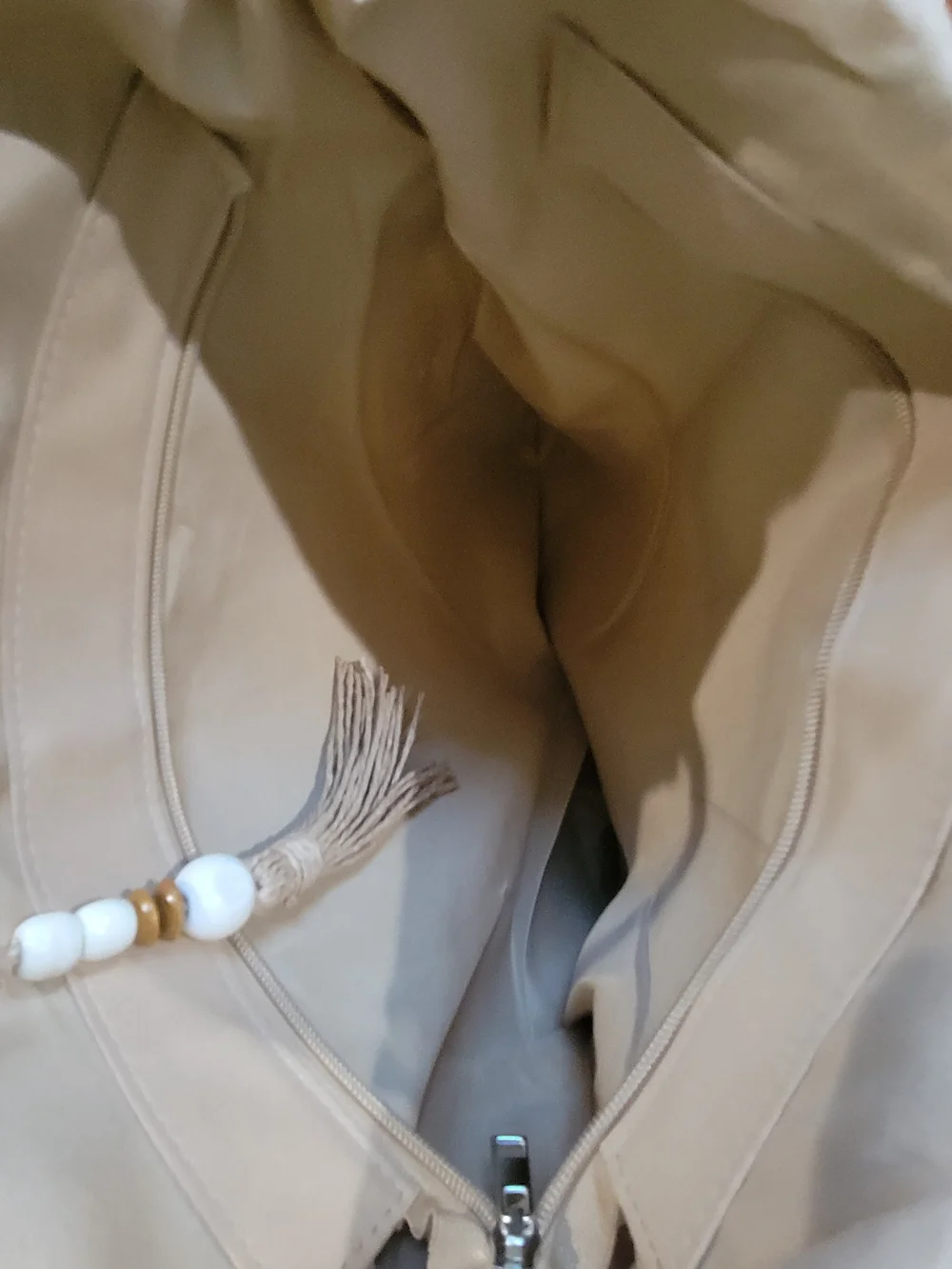 Natural Two-Tone Straw Tote with Tassel